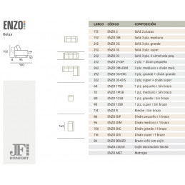 ENZO 3M+DIM 3PLZ.MEDI.+DIVAN 262 TAP.S-OF MAZO 88 GRIS OSCURO SOFA RELAX