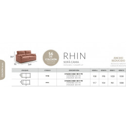 RHIN 9190 3PL CAMA 140X195 SERIE PREMIUM SOFA-CAMA