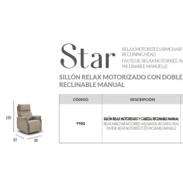 STAR 9980 MOTORIZADO Y CABEZAL RECLINABLE MANUAL SILLON RELAX